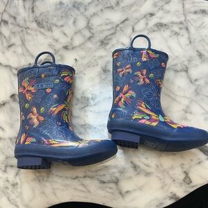 L.L. Bean Kids' Blue Butterfly Rain Boots